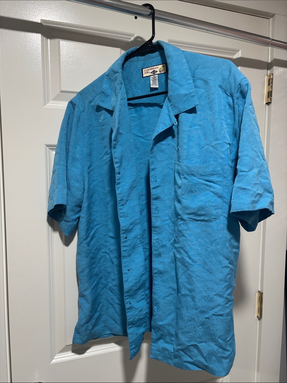 Caribbean Joe Men’s Short Sleeve Camp Shirt - Turquoise